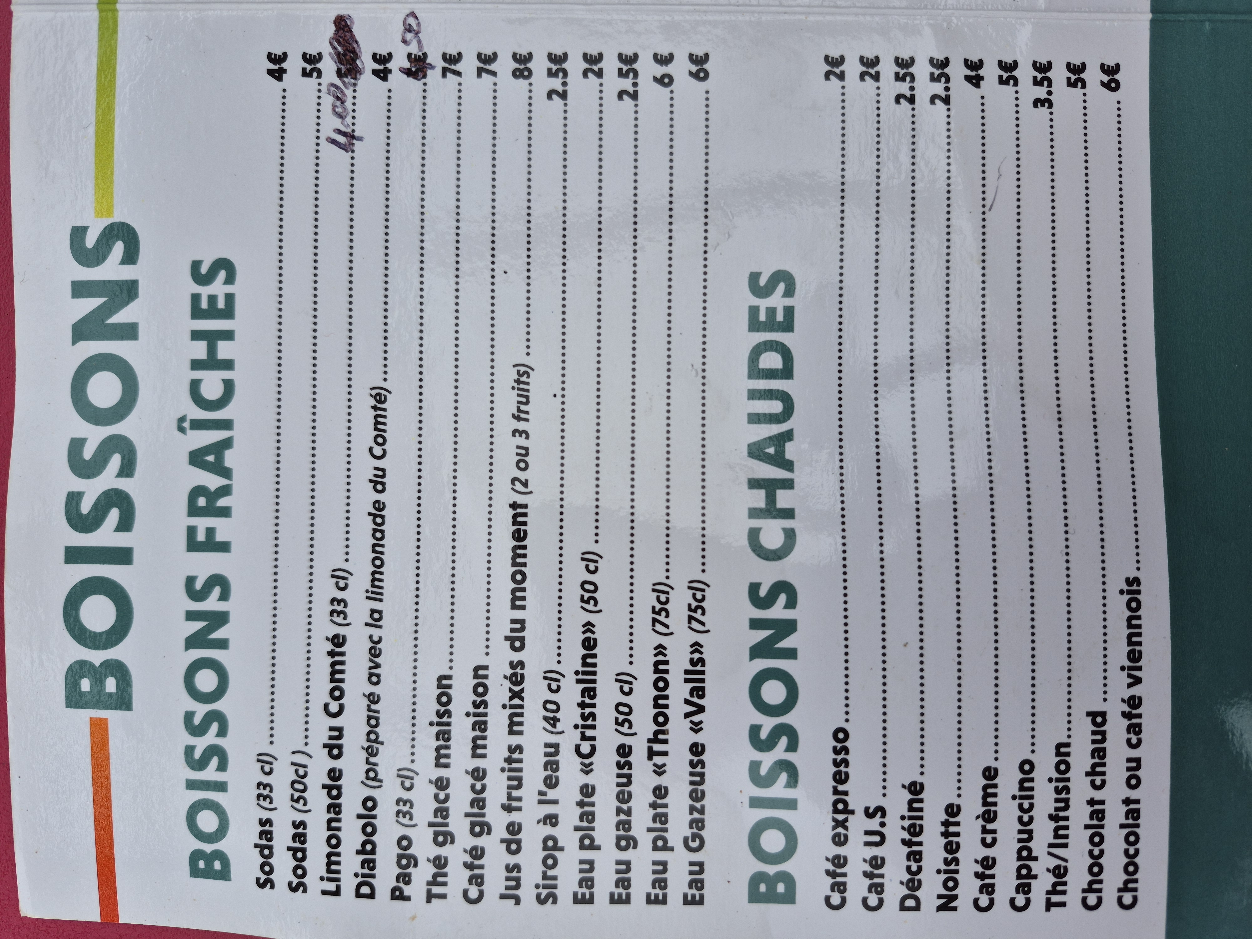 Menu L'Arc en Ciel